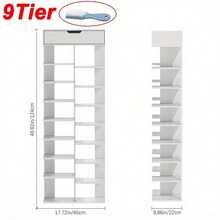 8/9 Tier Shoe Storage Rack Standing Cabinet Footwear Organizer Narrow Shelf Wood - White - View 3