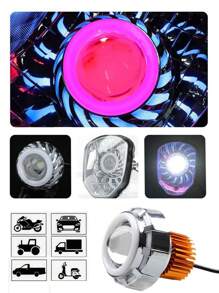 1 pezzo Faro a proiezione universale per motocicletta con luce a LED a doppio occhio da angelo e demone, lente faro per moto, luce ausiliaria per atmosfera