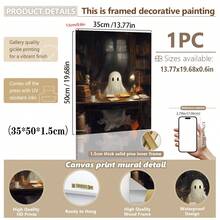 1 件，帆布墙艺术，带框墙艺术，复古书筒阅读鬼魂，万圣节装饰，万圣节海报，万圣节阅读鬼魂，恐怖艺术用于家居装饰办公室装饰浴室装饰客厅装饰卧室装饰，房间装饰，宿舍装饰，卧室装饰，图书馆装饰，学校装饰，返校季万圣节装饰