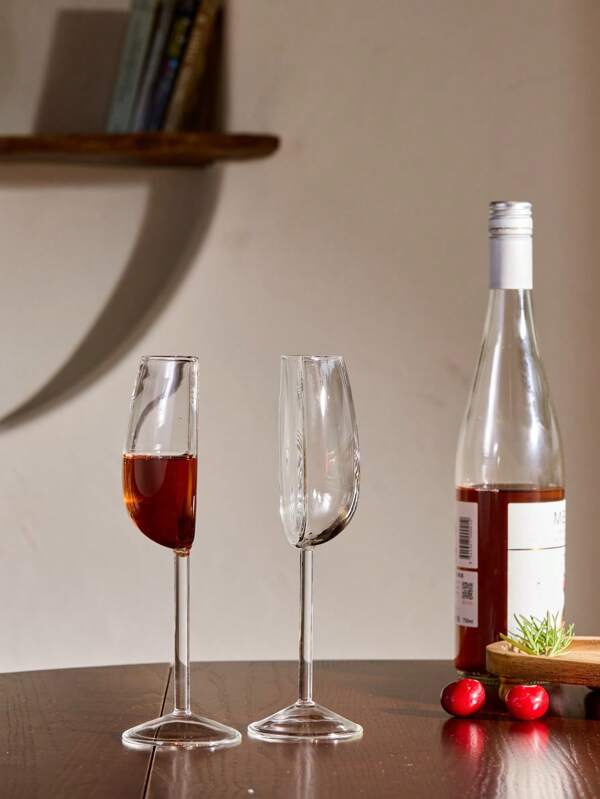 Cirelle <Only Half A Glass For Me Today>1pc European Creative Crystal Glass Half Champagne Glass Half Circle Shaped Cup Body, Reusable Glass, SpecialGift, Valentine's Day Decor, Mother's Day Gift, New Year Christmas Gift, Party Use, High-End Cafe Supplies, Birthday Gift, Gift For Father, Weddings, Gatherings