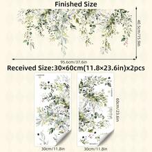 BRUP 2 Sheets/Set Watercolor Flowers Green Leaves Vines Plants Wall Stickers - PVC Self-Adhesive Decals - For Children's Room Decor/Pink Girl's Room Decor/Nursery Decor/ Bathroom Decor/ Home Decoration & Birthday Present - Multicolor - View 6
