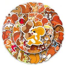 50张松鼠涂鸦贴纸，个性化卡通动物创意DIY贴纸，适用于滑板行李房间装饰墙面装饰墙贴