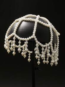 1件女士复古手工镂空装饰发箍，带珍珠流苏，优雅风格，适合拍照、新娘、舞台表演、睡眠发箍 - 其他帽子 - 查看 7