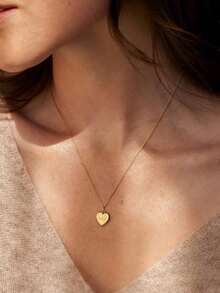 1pc 18k Gold Customized Stainless Steel Jewelry, Engraved Name Heart Necklace - Personalized Pendant Necklace - Custom Initial Heart Pendant - Christmas Gift For Her *EVA NAME NECKLACE*, Includes Exquisite Gift Box, Valentine's Day Gift - Love Heart-gold - View 9