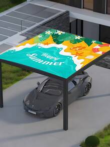 1pc Festive Printed Canopy, Outdoor Patio/Garden Sun Shade, Beach/Camping Shelter, Extra Large Size, Digital Printing Pattern, Washable & Fade Resistant, (Poles Not Included), Ropes Provided