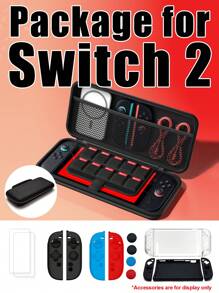 Suitable For Switch2 Handle Bag Set Large Capacity Portable Game Console Cassette Storage Bag Real Machine Mold Hard Plastic Transparent Protective Shell Full Silicone Split Cover Left And Right Protective Cover HD Tempered Film Screen Protector Rocker Cap Full Set Of Accessories