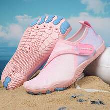 Boys & Girls Quick Dry Water Shoes - Striped & Random Pattern, Adjustable Buckle, Low-Top Breathable Fabric Upper, Rubber Sole, Suitable For Beach, Swimming, Hiking, Surfing, Yoga - Ages 14 & Under