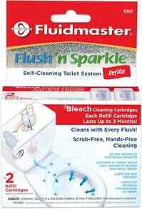 Fluidmaster 8302P8 Flush 'N Sparkle Automatic Toilet Bowl Cleaning System Bleach Replacement Cartridge Refills, 2-Pack - Bleach Cleaning Refills - View 1