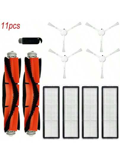 11 Pack Main Side Brush HEPA Filter Compatible Xiaomi Mi Robot Stofzuiger Mop/ Ultra, Mijia 1C/1T/2C, Dreame F9 Z10 Pro D10 Plus RLS3D L10 Plus/ L10s Ultra S10 Pro/ X10+/ X10 B101GL S10+/ B105 Parts Kit Includes Brushes, Filters, Cleaning Tool Accessory