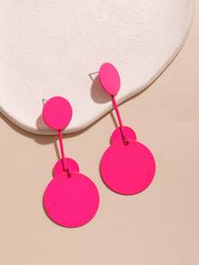 1对银色针形糖果色耳环，简约几何圆形吊坠耳环，珐琅马卡龙色首饰 - 耳環 - 查看 26