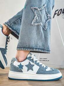 New Casual Shoes Thick Sole Breathable Canvas Sneakers Retro Low-Top Shoes Star Pattern Skateboard Shoes Men Versatile Outdoor Sports Shoes