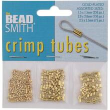 Beadsmith 3 Size Variety Pack Gold Plated Crimp Tube Beads 475 Total - Plaquedeoro - Ver 2