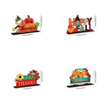 1/130 Sets verfügbar, 2 Stücke/Set 2D Herbst Erntedank fröhlicher Kürbis Truthahn Gewürz Ernte Holzretro Tischdekoration geeignet für Herbst Erntedank Thema Bauernhaus Dekoration, Zimmer Dekoration, Heimdekoration