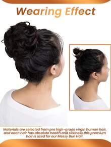 1 件凌乱发髻发片，带橡皮筋，凌乱卷发髻马尾接发，发髻发圈，女士适用