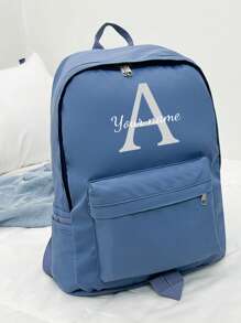 Personalized Name Backpack - Lightweight Large Capacity School And Travel Backpack With Floral Decoration, Adjustable Straps And Zipper Closure, Fabric For College, Commuting, Daily Use, School Backpack, Commuter Bag, Decorative Floral Embellishment, Hand Wash OK, Sturdy Construction