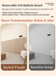 1pc Reusable No-Nail Soft Wall Cushion Panel, Adhesive Felt Wall Decor Board For Home & Office, Suitable For Decorating Feature Wall, Room Decor, Wall Covering, Photo Wall And Storage Organization In Bedroom, Study, Living Room, Entryway, Office