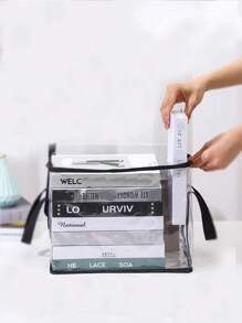 1 pezzo Borsa portaoggetti per giocattoli, organizer con grande capacità per bambole, borsa impermeabile per libri degli studenti, borsa portaoggetti per giocattoli, borsa portaoggetti multifunzione e portatile, borsa impermeabile trasparente rinforzata per libri di studenti, scatola portaoggetti trasparente da tavolo per la casa