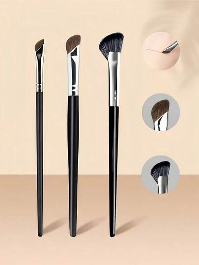 3pcs Nose Contour Brush And Highlighter Brush Set, Angled Contour Fan Brush, Ultra-Fine Nose Shadow/Eye Shadow Blending Brush, Soft Bristles, Precise Makeup Tools, Makeup Brush Set, Makeup Brush Set, Makeup Brush Set, Complete Makeup Tools, Makeup Brush Set, Complete Makeup Tools, Makeup Brush Set, Makeup Brush Set, Makeup Gift Set