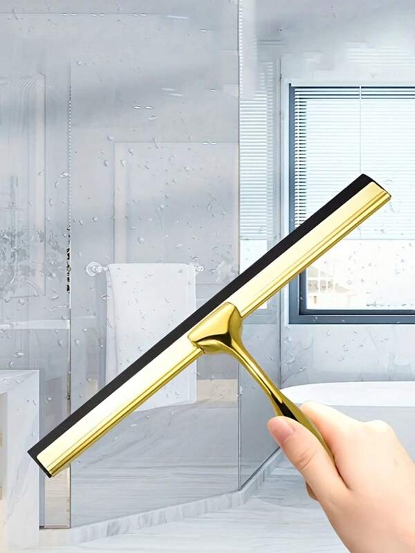 Set de 2 Limpiacristales de metal con mango ergonómico y gancho incorporado - Limpiacristales resistente adecuado para baños, coches y puertas de vidrio - Uso comercial y doméstico, Limpiacristales moderno | Herramienta de limpieza duradera, Accesorio de ducha