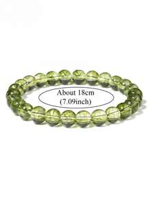 1件天然绿色橄榄石手链，疗愈水晶，护身冥想饰品，男女皆宜，节日礼物，能量平衡，行动，勇气 - 綠色 - 查看 4