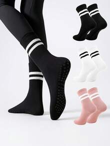 1 Pair Women's Non-Slip Socks, Professional Non-Slip Socks For Yoga, Pilates, Fitness, Gymnastics, Moisture-Wicking, Breathable, Suitable For Daily Use Mid-Calf Socks - Multicolor - View 8