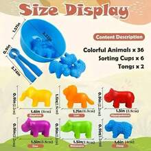Counting Animals Toys Matching Game With Sorting Bowls , Preschool Learning Activities Montessori Sensory Fine Motor Toys Set, For Math Color Sorting Gifts, For Toddlers Kids Age 3+ Old Boys Girls - Multicolor - View 3