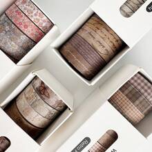 8 Rolls Retro Grid, Mini Floral Design Washi Tape For Scrapbooking, Journaling, Decorative Sticker Tapes, Each Roll 1cm X 3m, School Supplies,Back To School