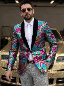 JNYXJNYX Men's Fashion Suit Coat Men's Formal Men's Clothes Men Shirt Co Ords, Halloween Clothes - 藍色 - 查看 2