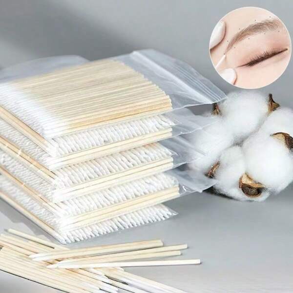500pcs Pointed-Tipped Cotton Swabs, Pointed-Mouth Makeup And Beauty Eyeliner Toothpicks, Cotton Swabs, Small Nail Art Tools, Pointed-Tipped Cotton Swabs