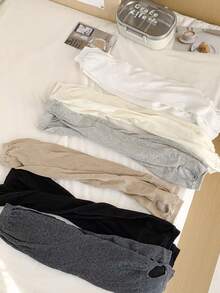 1 Pair Crinkled Knee-High Leg Warmers, Thin, Multi-Color, Breathable, Long Leg UV-Blocking Foot Cover For Summer, Y2k - Multicolor - View 3