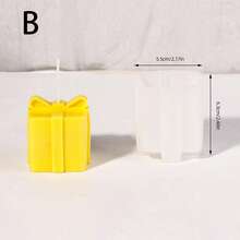 1 pieza Molde de vela con forma de caja de regalo de Navidad, molde de yeso o resina para jabón hecho a mano, decoración para fiestas navideñas y regalos manuales creativos - Blanco - Ver 8