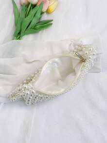 New Retro Chain Underarm Bag, Hand-Woven Beaded Pearl Bag, Fashionable And Versatile Shoulder Bag, Daily Simple Texture, Niche Design, Temperament Dinner Bag, Suitable For Going Out On A Date With A Dress To Attend A Dinner Party - White - View 10