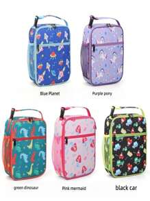 1pc Cartoon Lunch Bag | Large Capacity Bento Box Lunch Bag | Thick Aluminum Foil Insulated Portable Lunch Tote | Lunch Bag, Lunch Box, Floral Pattern, Insulated, Large Capacity, Carry Meals, Bring Lunch To School/Work, Aluminum Foil Thick, Lunch Bag For Office, Kitchen, Kitchen Accessories
