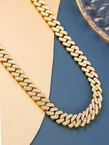 12mm Hiphop Double Row Diamond Cuban Chain Necklace, Fashion Hiphop Rap Music Style Necklace Bracelet Jewelry For Men And Women, Suitable For Daily Wear, Birthday Party, Christmas, Thanksgiving, Gift For Family And Friends