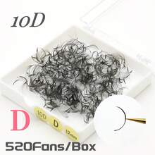 10D/12D/14D/16D/18D/20D 預製扇形睫毛 每盒520朵 0.05mm厚度 散裝扇形睫毛 8-15MM In C捲度 睫毛接種用 - D - 查看 12