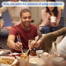 8Pcs Reusable Chopstick Helpers, Training Chopstick Hinges Connector Practice Chopsticks Adults,, Beginner, Trainers Or Learner(Black) - Mix Color - View 7