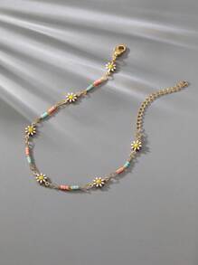 1 Peça Pulseira de Tornozelo Estilo Boho da Moda com Margarida de Cobre, Uso Diário, Acessório para Praia de Férias, Presente Ideal para Aniversário/Feriado