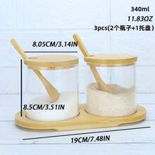 1/3/4pcs - 340ml Glass Spice Jars, Herb Containers, Kitchen Organizers And Grain Storage Containers With Bamboo Lids - Glass Jars For Coffee, Spices, Salt, Condiment Storage - Novelty Seasoning Storage Set