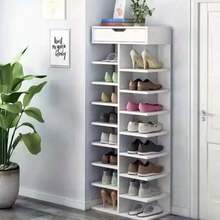 8/9 Tier Shoe Storage Rack Standing Cabinet Footwear Organizer Narrow Shelf Wood - White - View 8