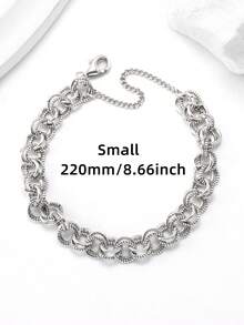 1 pieza Pulsera de plata de ley 925 única, elegante y sencilla adornada con doble eslabón, pulsera de encanto DIY para mujeres, regalo de joyería fina