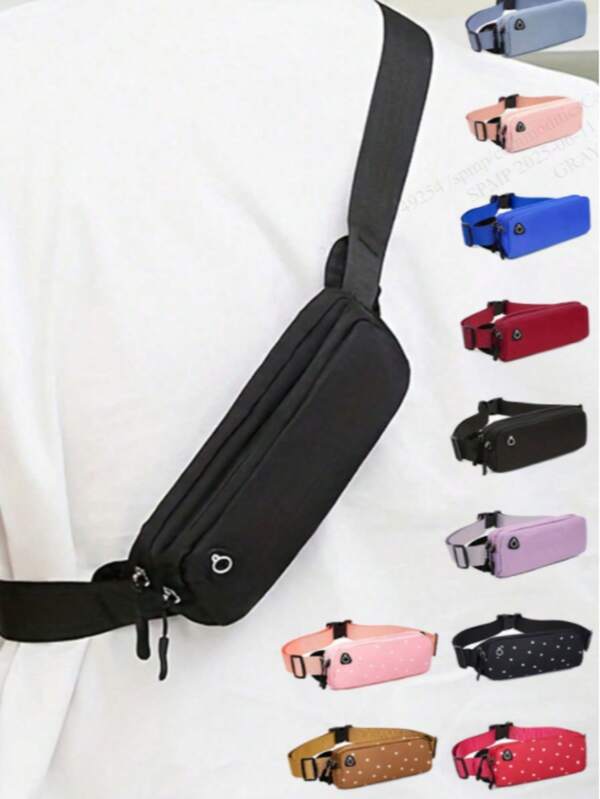 1 pièce Sac de taille sportif de dix couleurs, équipement de course pour hommes, sac pour téléphone portable, mini cyclisme, sac bandoulière léger, écouteurs, sac à épaule à double compartiment (fermetures éclair aléatoires)