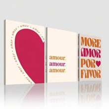 1pc,Pink"More Amor Por Favor " Wall Art,Vibrant And Fashionable Love Decor Room,College Pre-College Students Style Aesthetic,Vintage Poster Canvas Print, Minimalism Canvas Painting, Suitable For Home Decoration, Bar Cart,Cafe, Patio,Club, Music Room,Birthday Gift,Living Room, Bedroom, Living Room, Home Office, Kitchen,Bathroom Decoration, The Perfect Gift For Your Friends,Wall Decoration Gift 20*28 Inch, Unframed