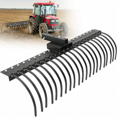 60In Landscape Rake, 3 Point Rake, 360 Rotation Rock Rake Compatible With Category 1, Cat1 Tractors Tow-Behind Garden Tool For Garden, Farm, Clearing Brush