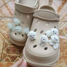 4pcs/Set - Glow-In-The-Dark & Regular Cute Puppy (Glow-In-The-Dark Requires Light Exposure To Glow), Sandals Slippers DIY Decoration Accessories, Shoe Charms, Perfect Gift, Charming Decor - Multicolor - View 2