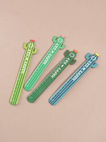 1 Pc Cactus Shape Scale Ruler, Length 15cm Straight Line Depiction - Cute Ruler, Suitable For Students Math Class And Test Paper Measurement Graphics Ruler, Learning Office Drawing, Fashionable And Portable School Supplies, Back-To-School Season Must-Haves School Supplies, Back To School - Multicolor - View 1