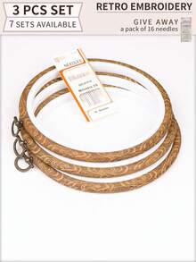 3 قطع إطارات تطريز خشبية بنية مزخرفة على طراز قديم، متوفرة ب- 7 أحجام، مصنوعة من ABS و PVC مع خطافات معدنية للتعليق، مناسبة لديكور المنزل والجدران وزينة عيد الميلاد وعيد الهالوين، إكسسوارات للهاتف والحقيبة والملابس، ديكورات للمكتب والسرير، زينة معلقة للسيارة، تأتي مع 16 إبرة