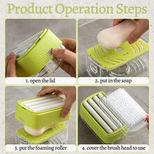 Multifunctional Laundry Soap Box For Soap Holder,Portable Scrubbing Soap Dispenser Roller Soap Cleaning Storage Foaming Box For Home Bathroom Kitchen,Laundry Cleaning Brush Soap Box (Blue) - 綠色 - 查看 3