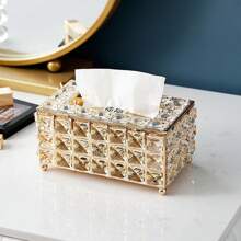 1pc Rectangular Paper Box, Luxury Crystal Tissue Box Napkin Holder Decorative ,For Home Dining Room Living Room,Hotel Coffee Table