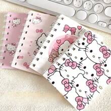 Sanrio 4pcs/1pc Sanrio Hello KT Spiral Notebook - A7 Size - Cute Thick Cartoon Theme Diary, Simple Design, Features, Simple Inner Page Style Cartoon Series Portable Notebook, Personalized Stationery, Office Supplies