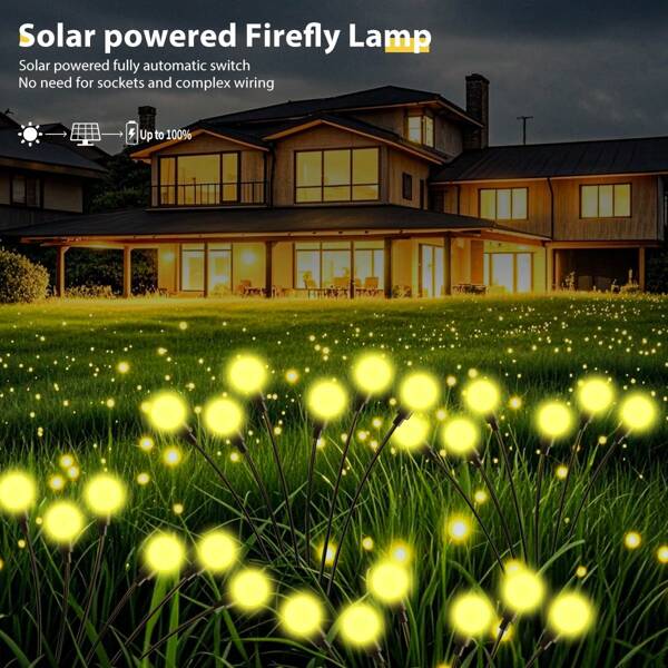 Solar Firefly Grass Decorative Lights With 12 LED Small Bulbs Can Automatically Switch Between Eight Modes Of Flashing And Swaying, Being Outdoor Garden Lights (IP65) Suitable For Decorating Grass, Lawns, Camping Sites And Flower Beds.